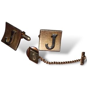 J cuff links and tie pin